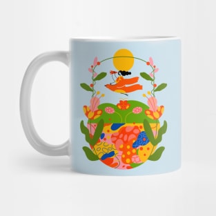 Woman Flying Bird garden Mug